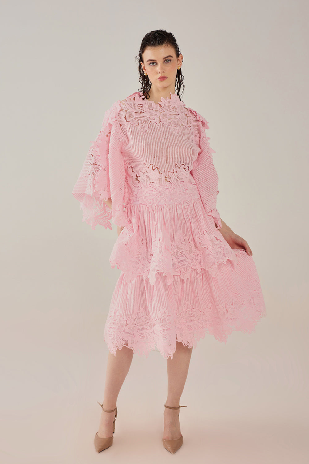 Scallop Pink Layered Top and Skirt – Zabella