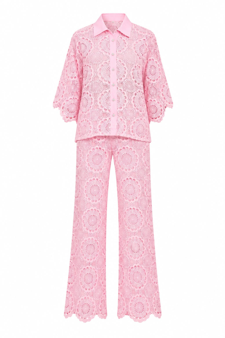 Pink Flora Lace Co Ord Set