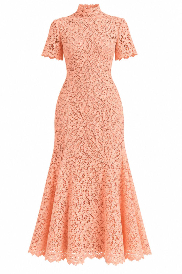 Bellamy Peach Lace Midi Dress