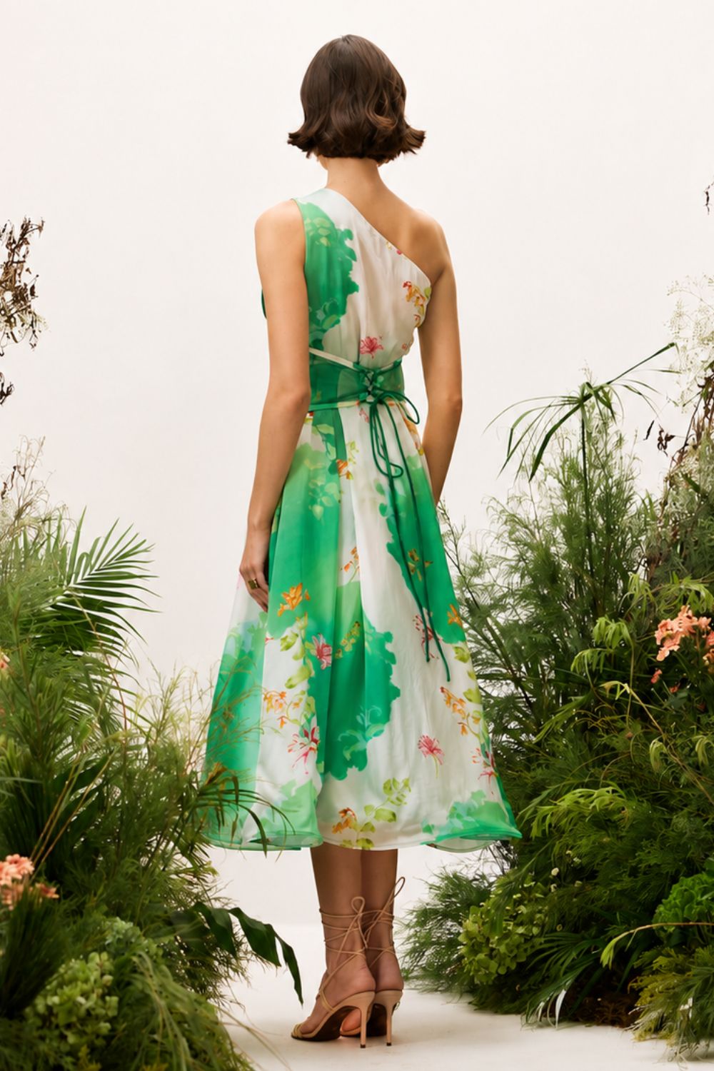 Camilla Printed One Shoulder Midi Dress