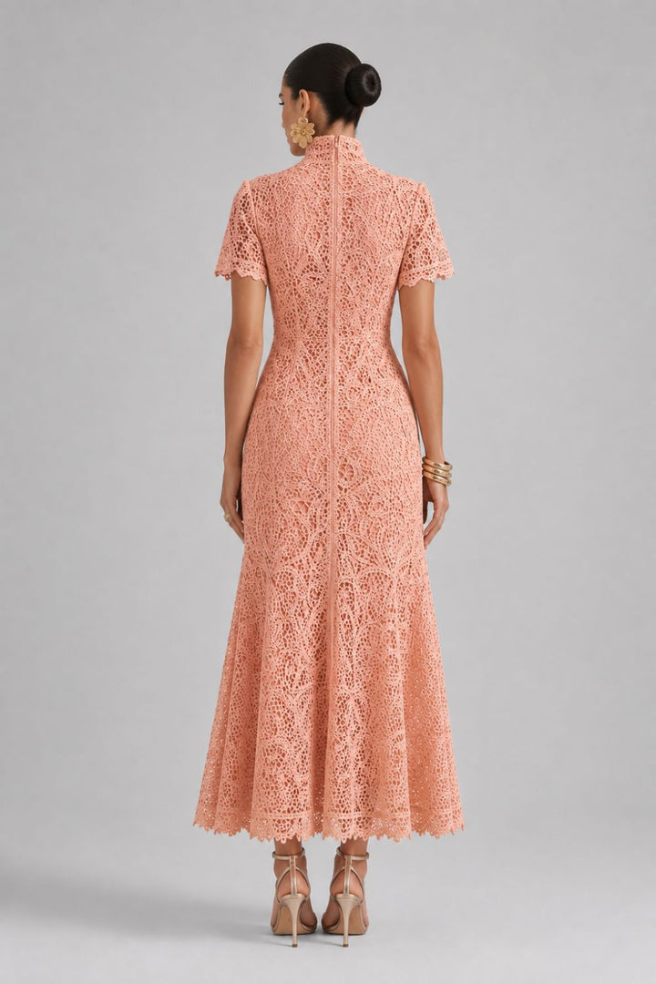 Bellamy Peach Lace Midi Dress