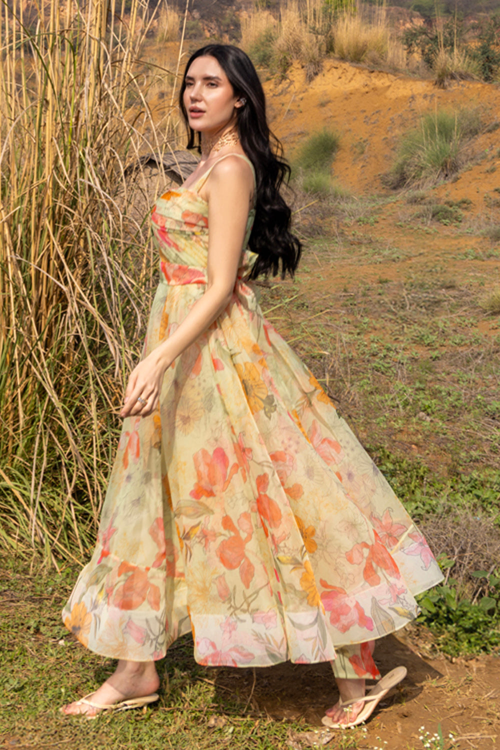 printed organza dress design Betsy & Adam Petite Off-the-Shoulder Ball Gown - Blush Multi
