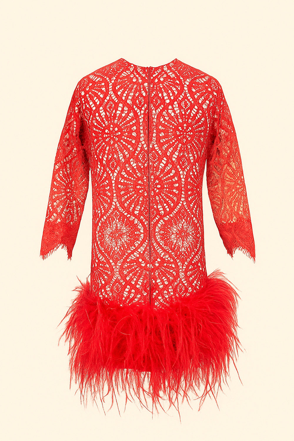 Scarlett Lace Feather Midi Dress