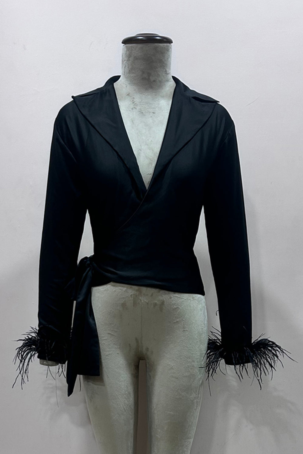 Black Satin Wrap Around Top