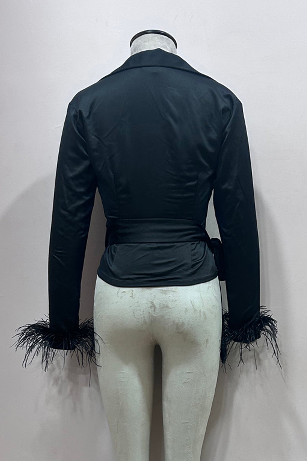 Black Satin Wrap Around Top