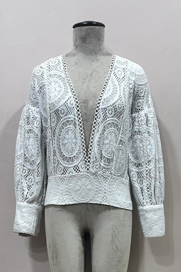 Lace V Neckline Top