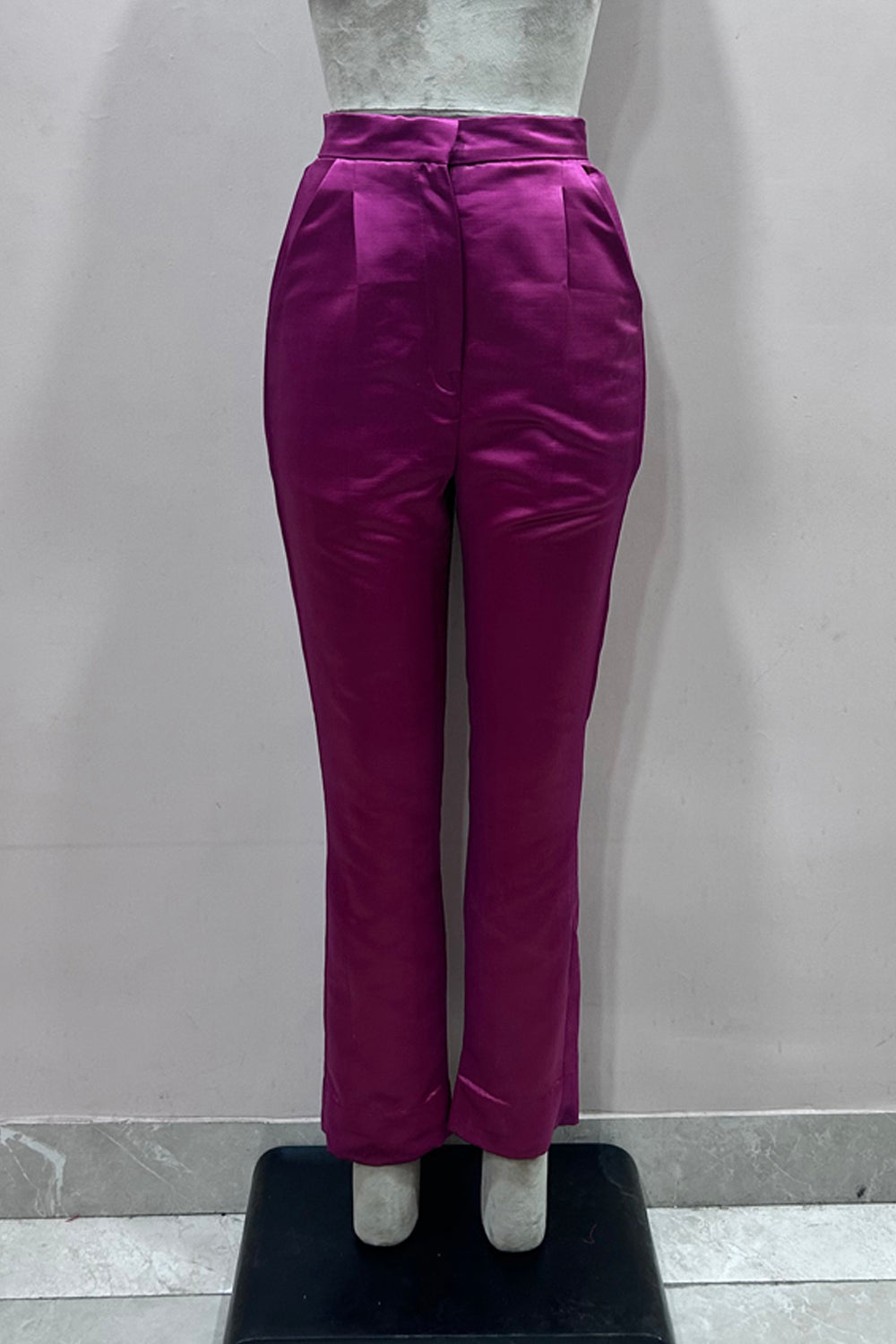 Pink Metallic Fit And Flared Pants