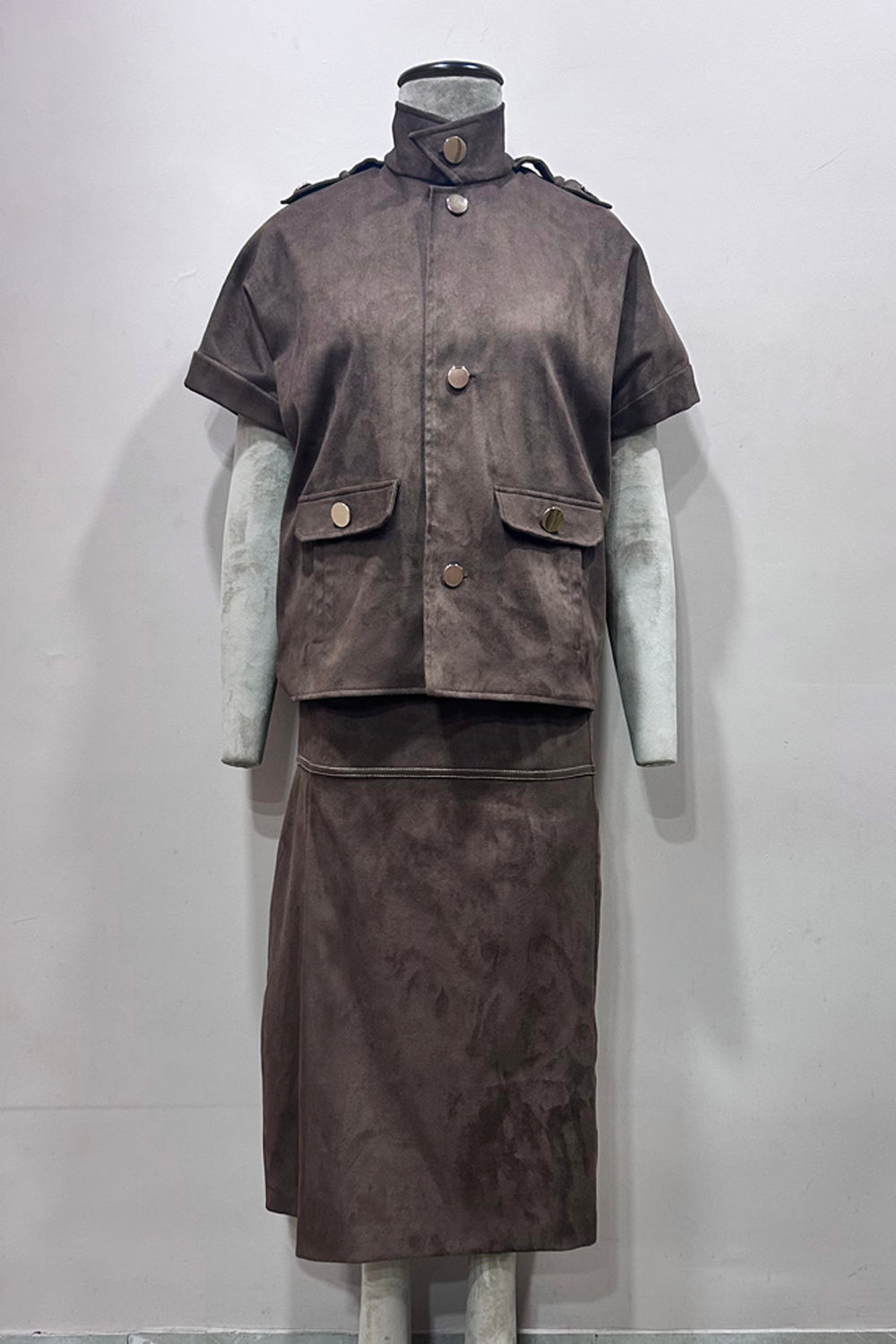 Brown Suede Co Ord Set