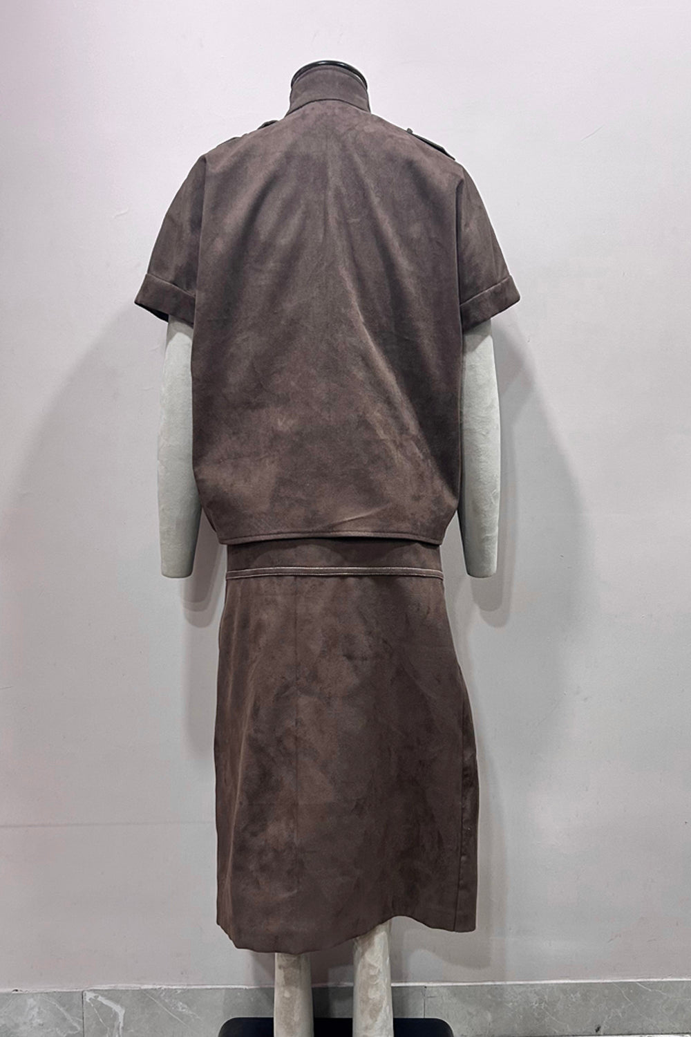 Brown Suede Co Ord Set