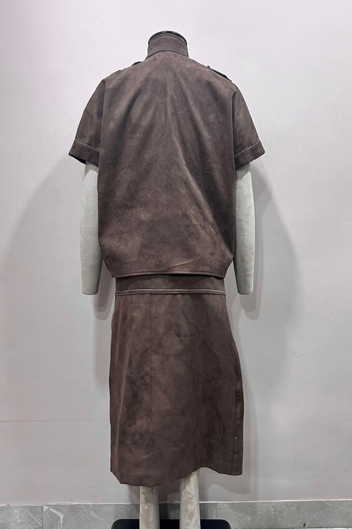 Brown Suede Co Ord Set