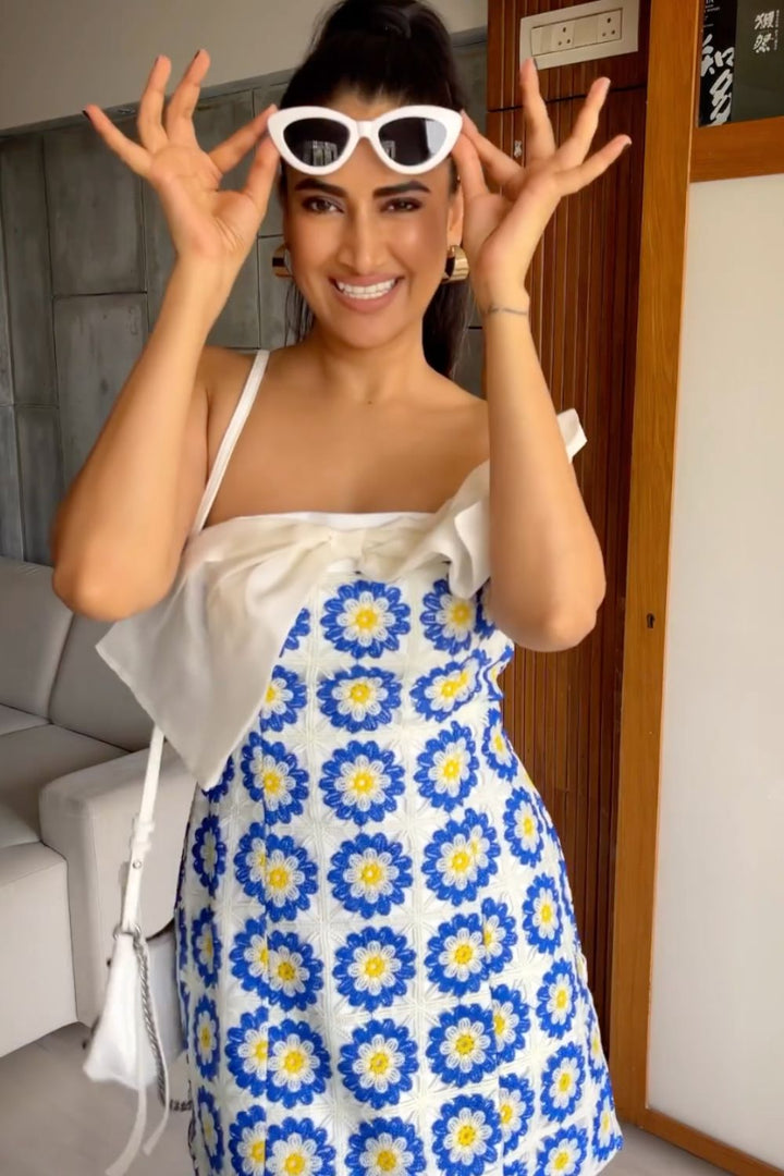 Alisha Pekha In Our Allure Dual Shaded Crochet Bow Mini Dress
