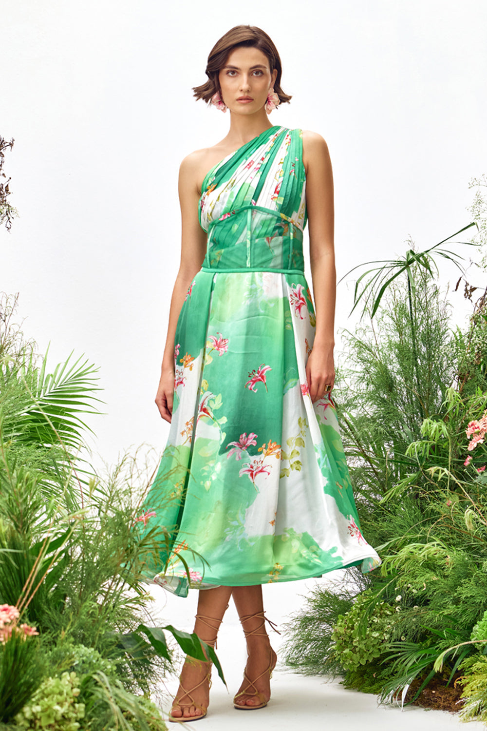Camilla Printed One Shoulder Midi Dress