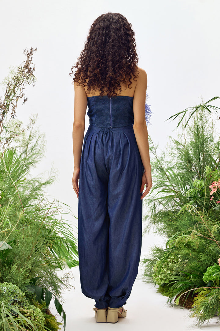 Charlotte Denim Feather Top