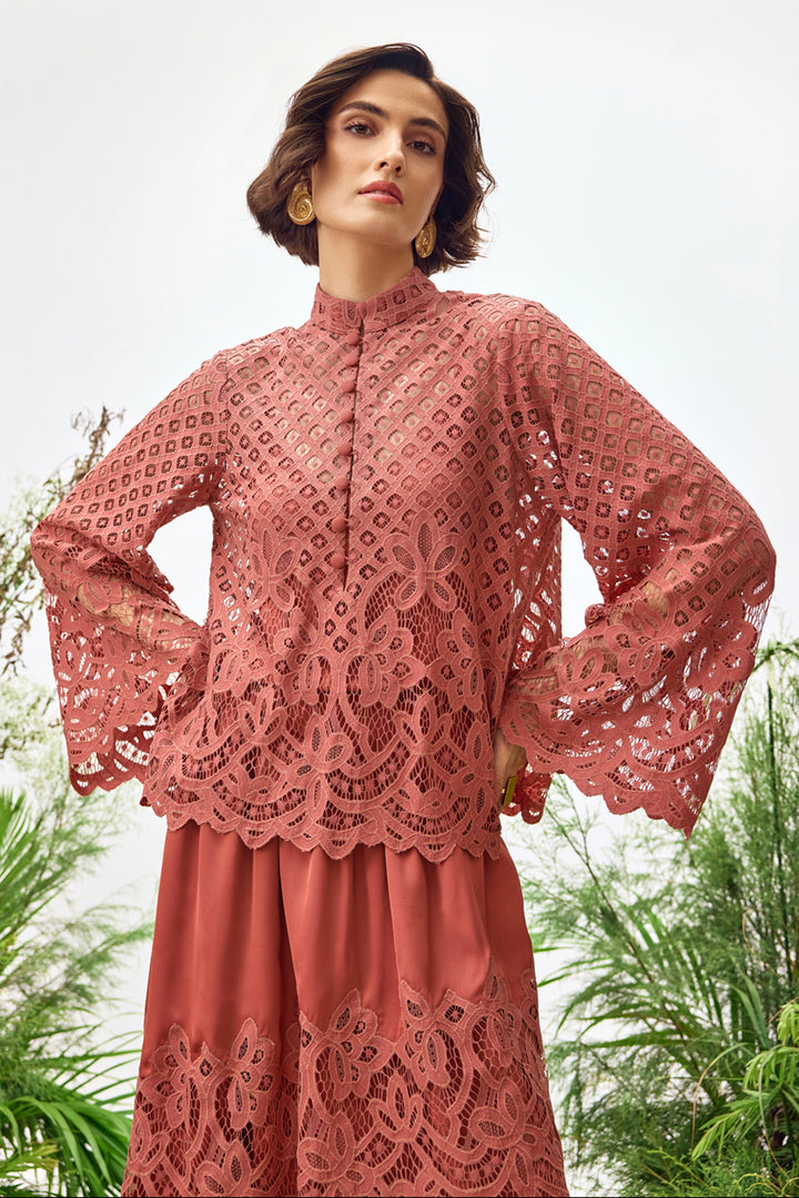 Rust Lace Top