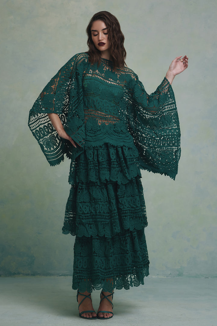 Jade Layered Top and Skirt Set