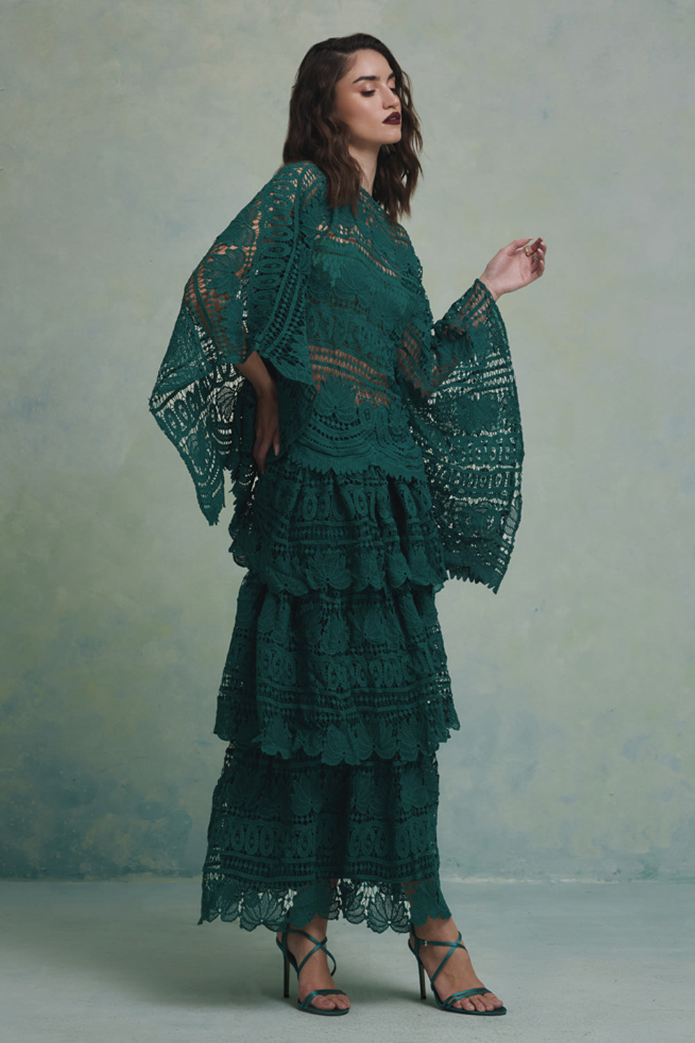 Jade Layered Top and Skirt Set