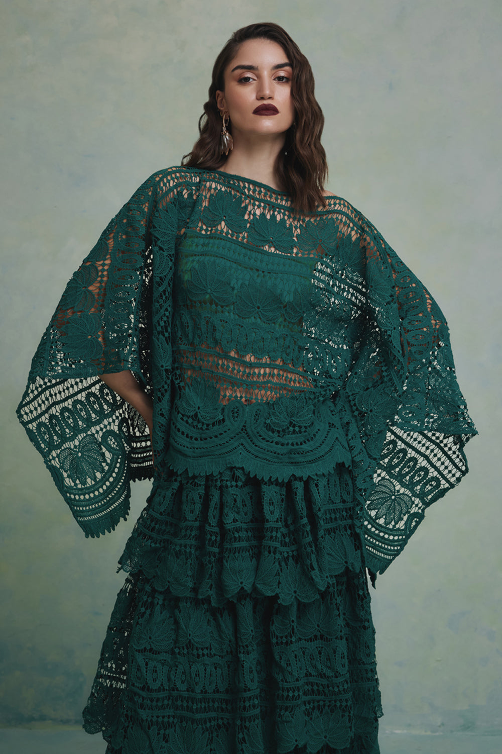 Jade Layered Top and Skirt Set