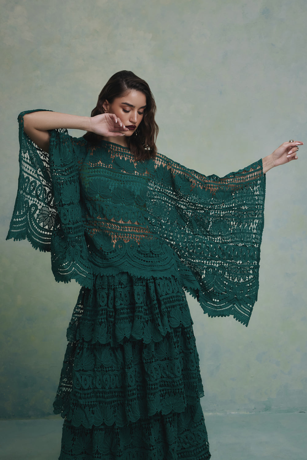 Jade Layered Top and Skirt Set