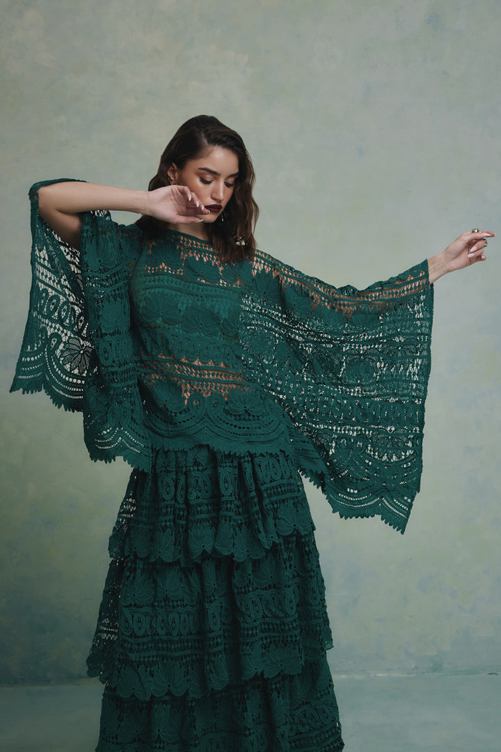 Jade Layered Top and Skirt Set