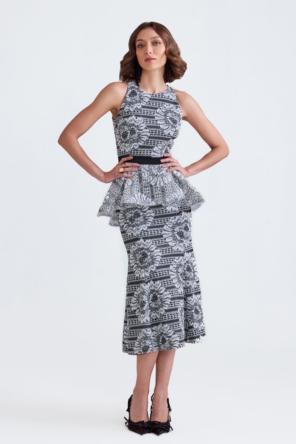 Aiza Peplum Lace Midi - Zabella