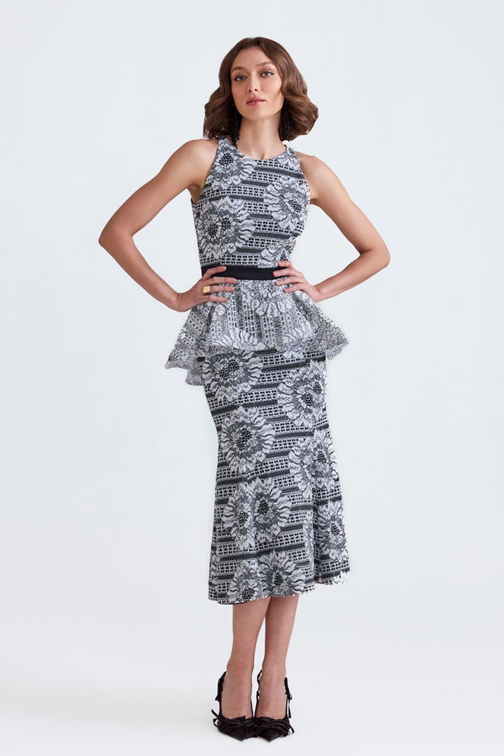 Aiza Peplum Lace Midi - Zabella