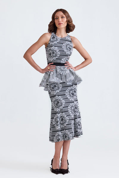 Aiza Peplum Lace Midi - Zabella