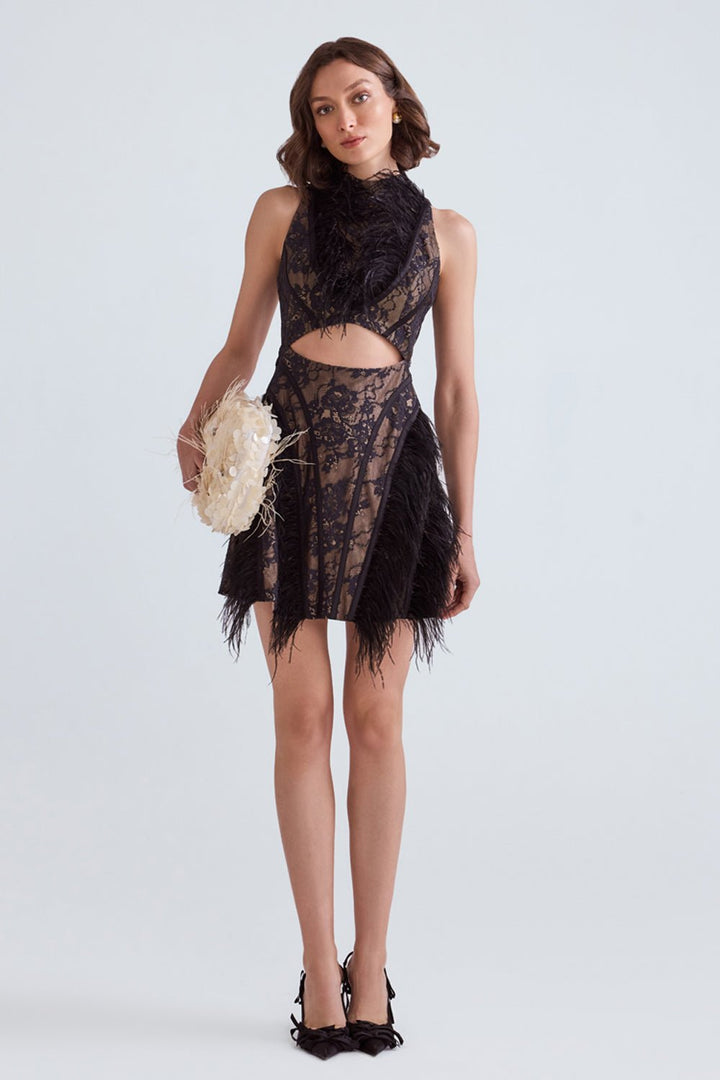 Aliya Lace Flared Mini Dress - Zabella