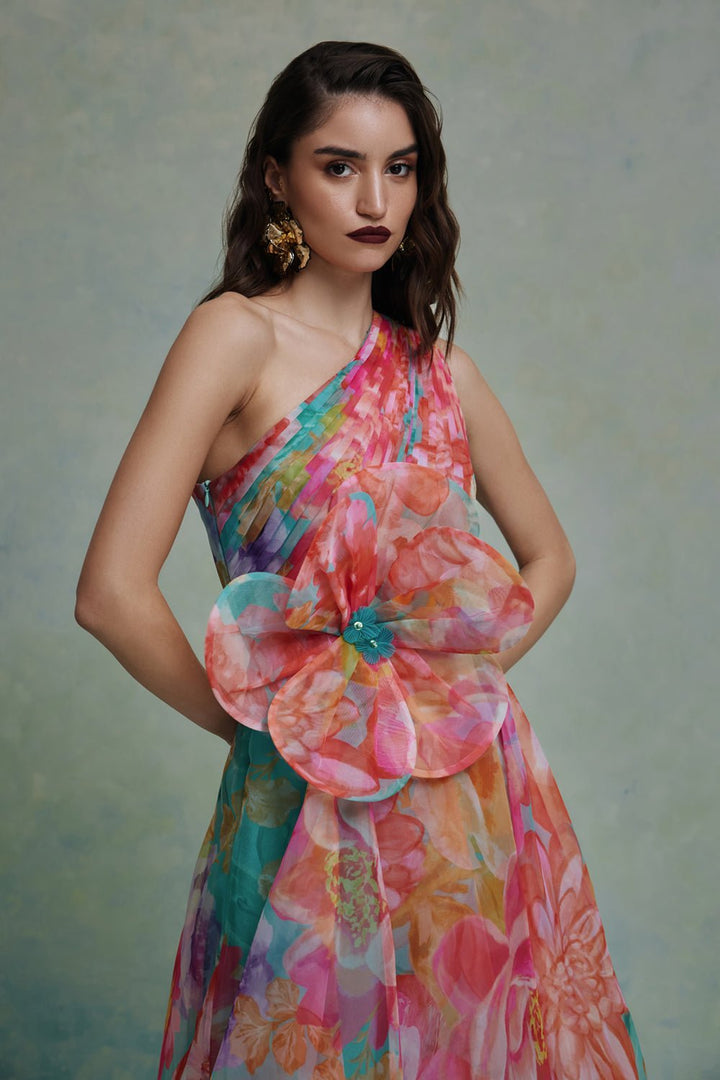 Amour Organza One Shoulder Dress - Zabella