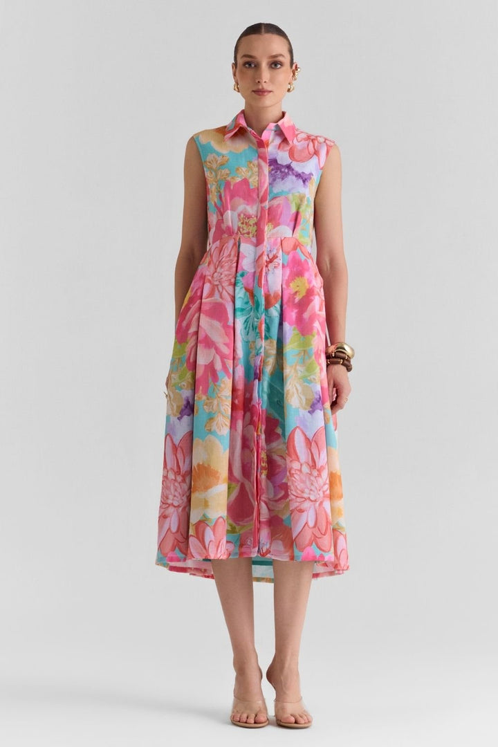 Amour Print Flared Midi Dress - Zabella