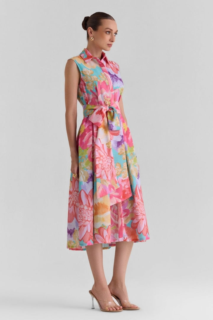 Amour Print Flared Midi Dress - Zabella