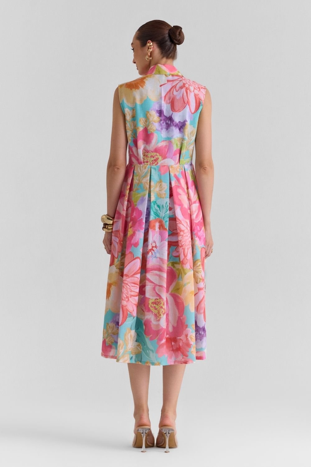 Amour Print Flared Midi Dress - Zabella
