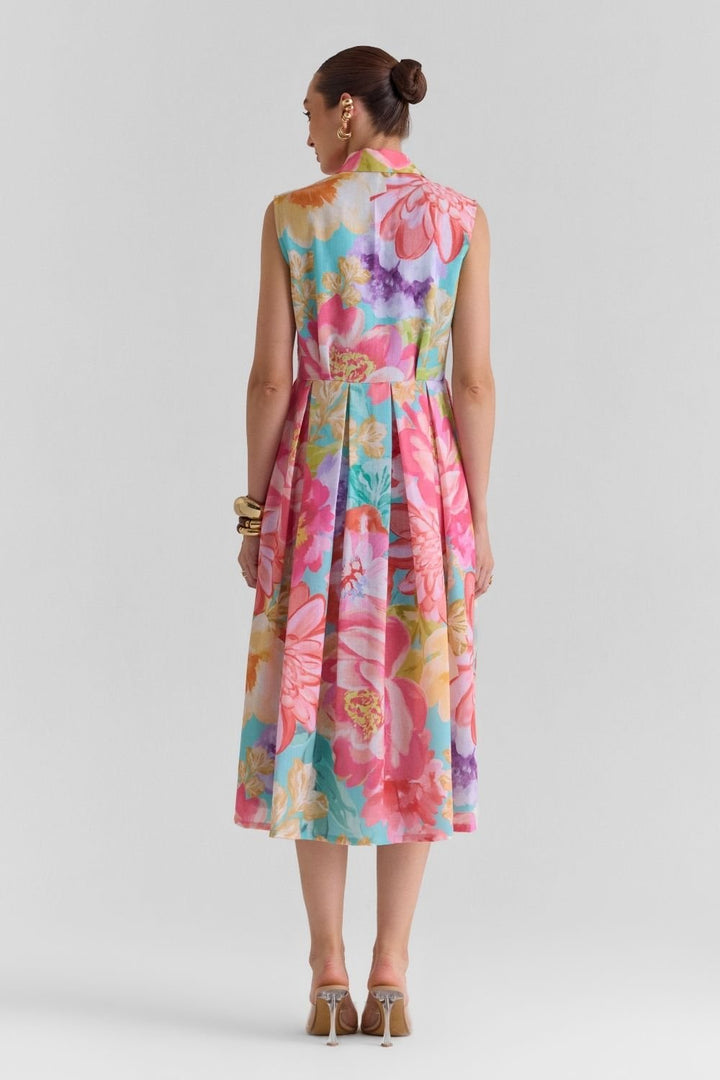 Amour Print Flared Midi Dress - Zabella