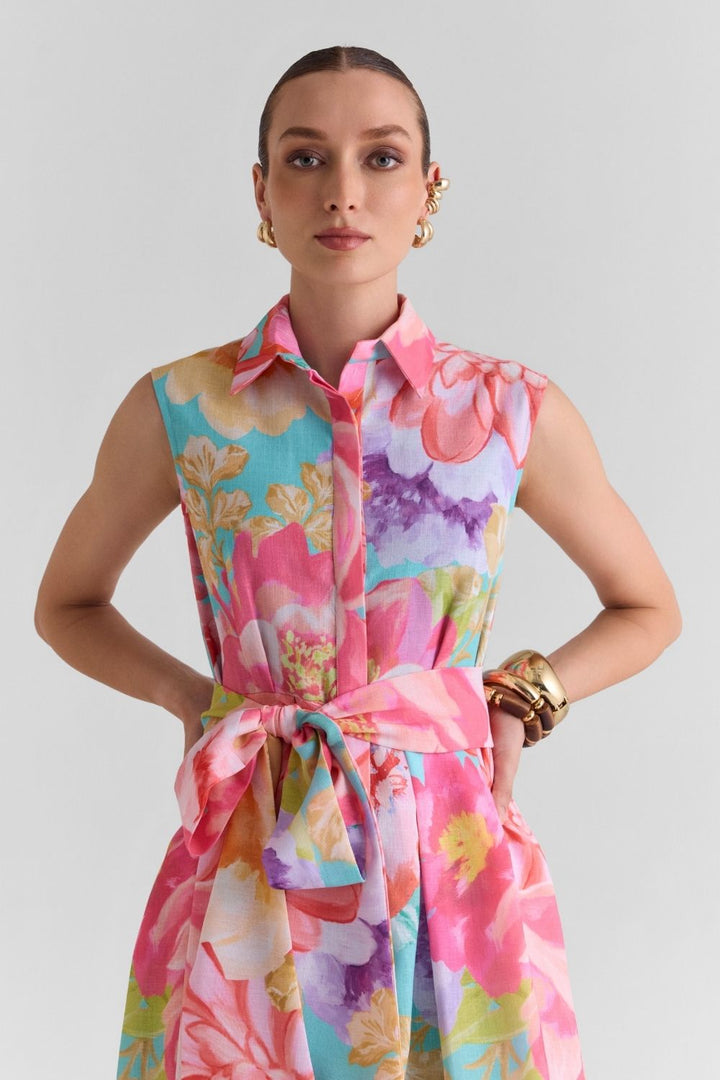 Amour Print Flared Midi Dress - Zabella