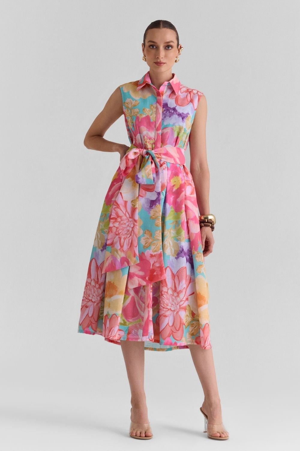 Amour Print Flared Midi Dress - Zabella