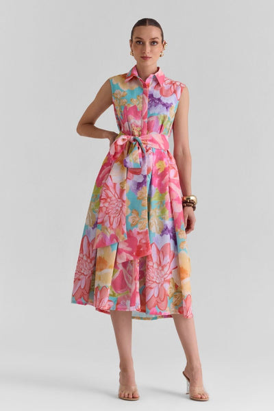 Amour Print Flared Midi Dress - Zabella