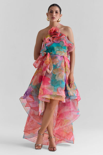 Amour Print Organza Dress - Zabella