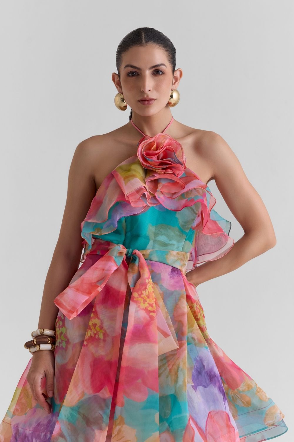 Amour Print Organza Dress - Zabella