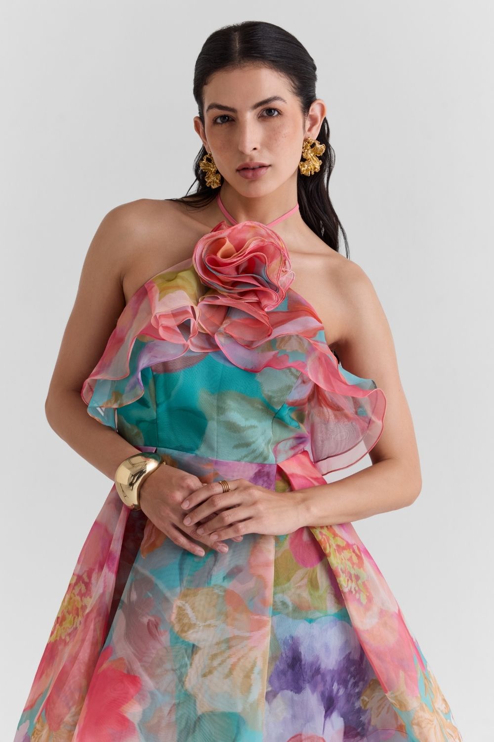 Amour Print Organza Dress - Zabella