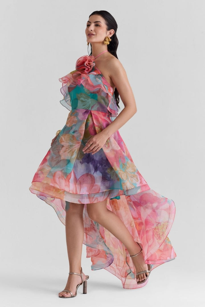 Amour Print Organza Dress - Zabella