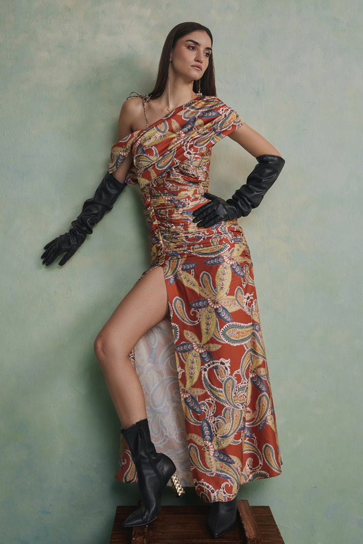 Baroque Ruched Dress - Zabella