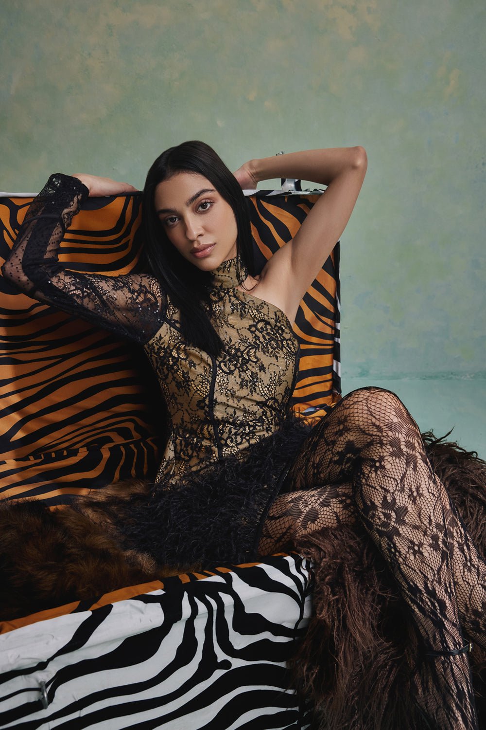 Bella One Shoulder Feather Mini Dress - Zabella