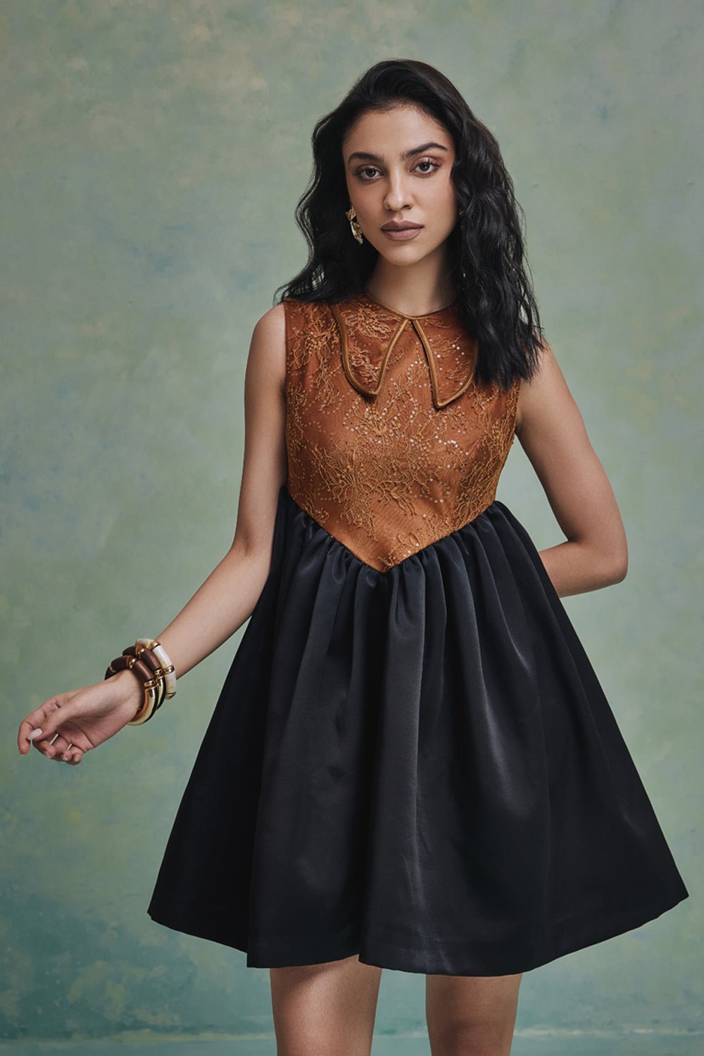 Black Gold Mirage Mini Dress - Zabella