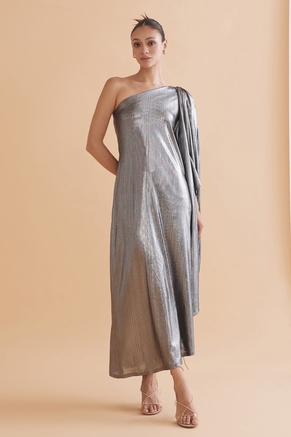 Bridgette Silver Metallic Dress - Zabella