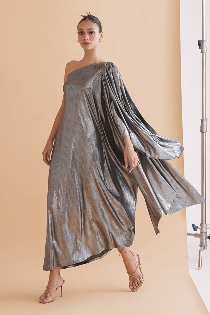 Bridgette Silver Metallic Dress - Zabella