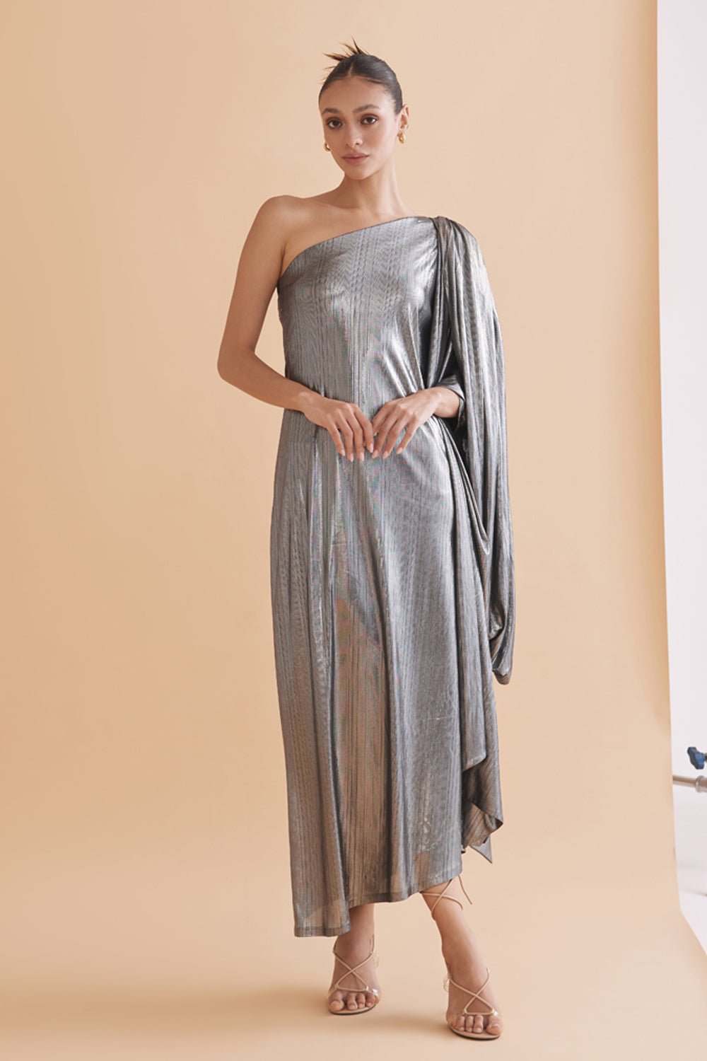 Bridgette Silver Metallic Dress - Zabella