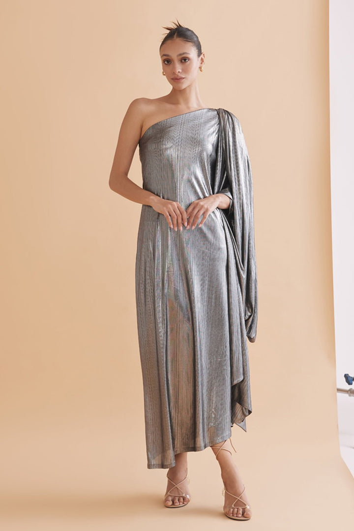 Bridgette Silver Metallic Dress - Zabella