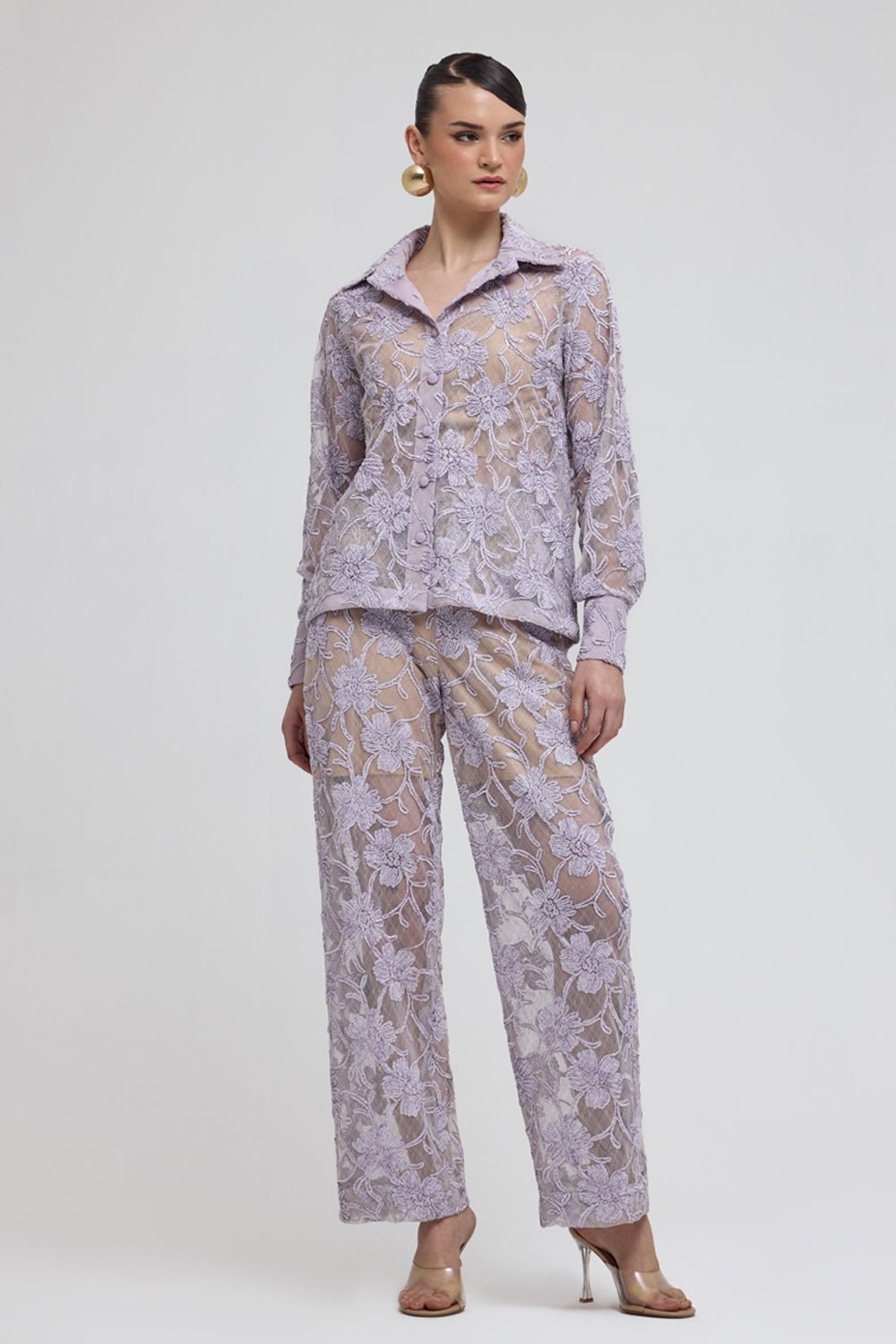Capri Lavender Lace Pants - Zabella
