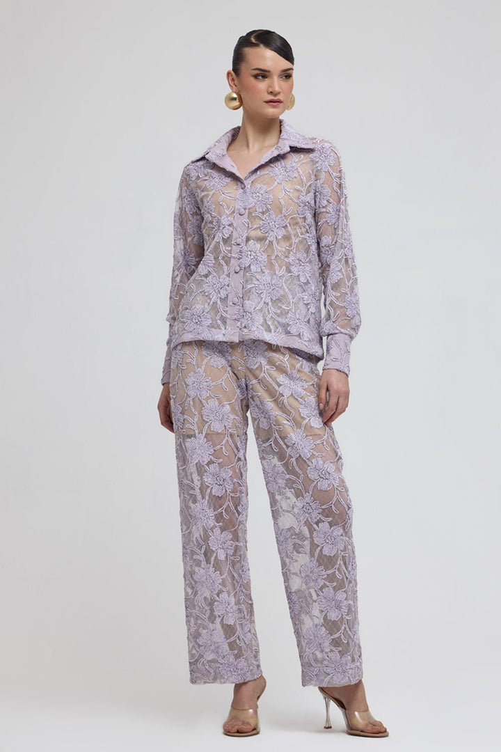 Capri Lavender Lace Pants - Zabella