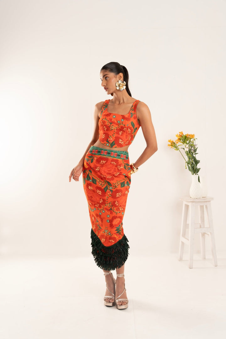 Coral Raffia Co Ord Set - Zabella
