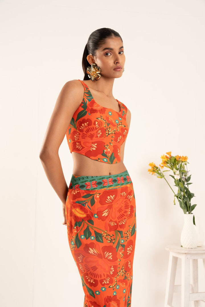 Coral Raffia Co Ord Set - Zabella
